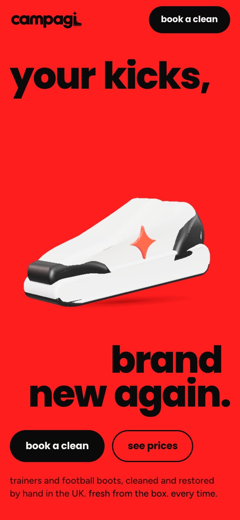 campagi homepage on a phone